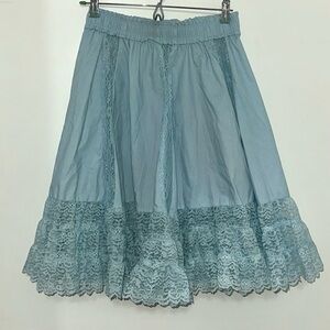 Pete Bettina Vintage ‘60s Elegant Blue Lace Trim Skirt